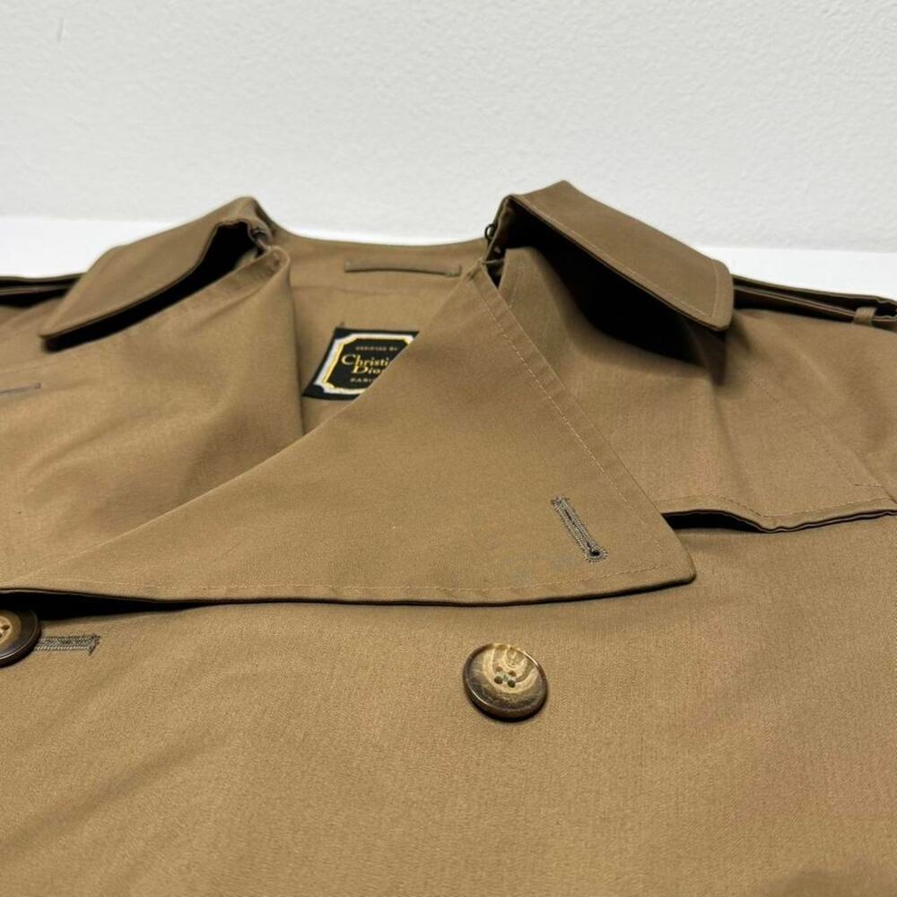 Gleneagles Designed By Christian Dior Tan Belted Trench Coat Rain Size 42R - Picture 6 of 8